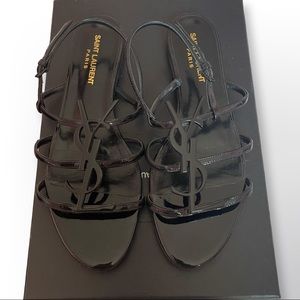 Ysl cassandra patent sandals